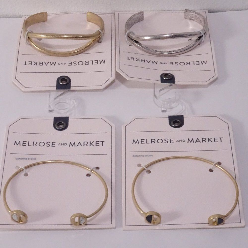 Nordstrom  Melrose and Market Black Howlite Cut Out Cuff Bracelet NWT 40 Set 4